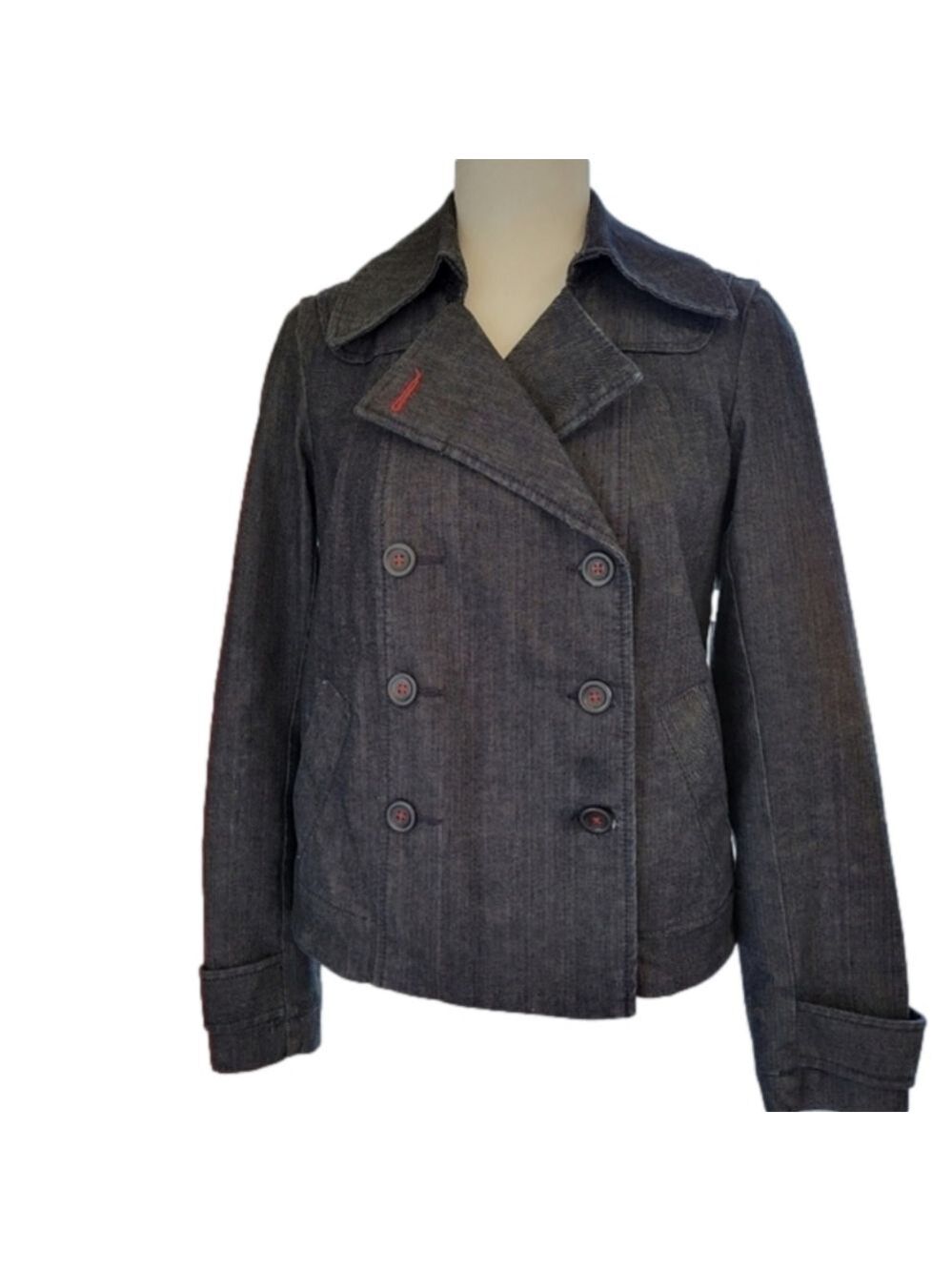 Euc Ann Taylor Loft Denim Double-Breasted Jacket Size XS